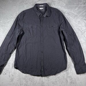 Calvin Klein Jeans Black Button Up Shirt Mens XL Long Sleeve Cotton Casual